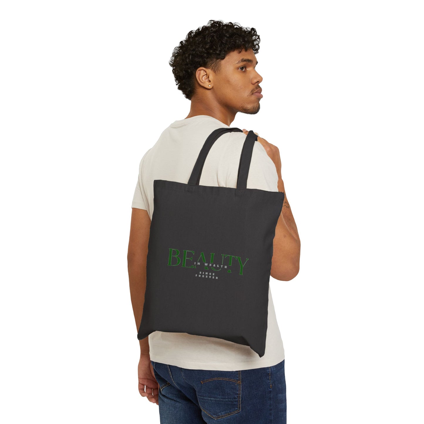Beauty in Wealth Affirmation Double-sided Cotton Canvas Tote Bag - Stylish and Eco-Friendly