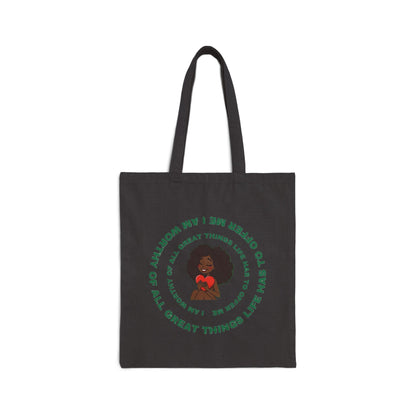 Beauty in Wealth Affirmation Double-sided Cotton Canvas Tote Bag - Stylish and Eco-Friendly